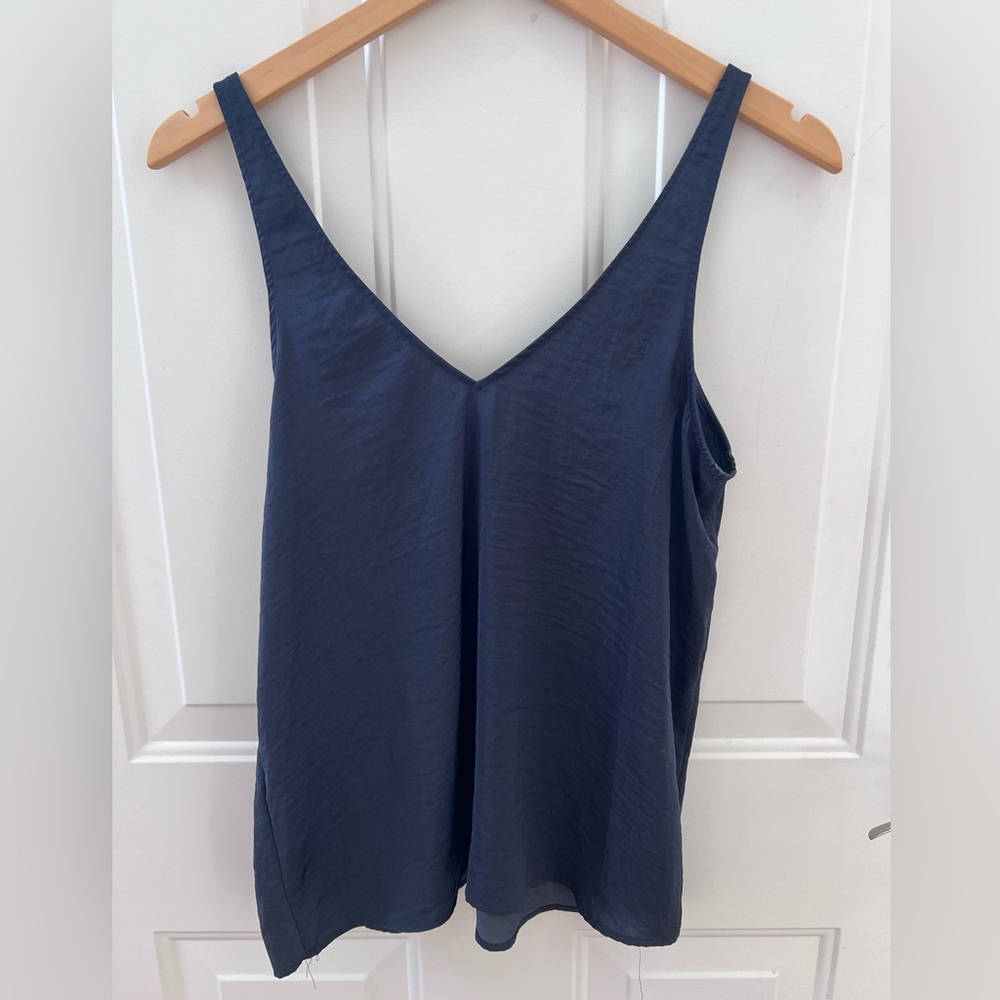 Navy Blue Women's V-Neck Top
